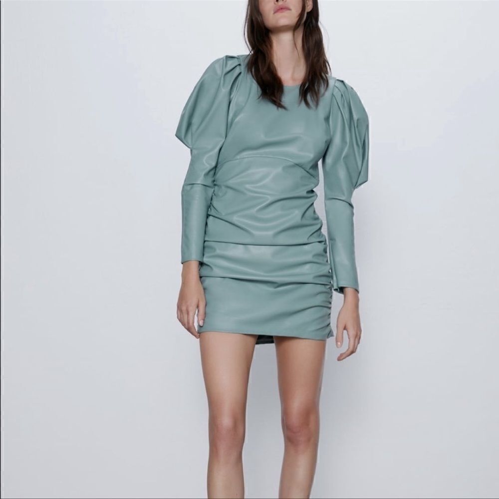 ZARA Faux Leather Mini Dress.Size S